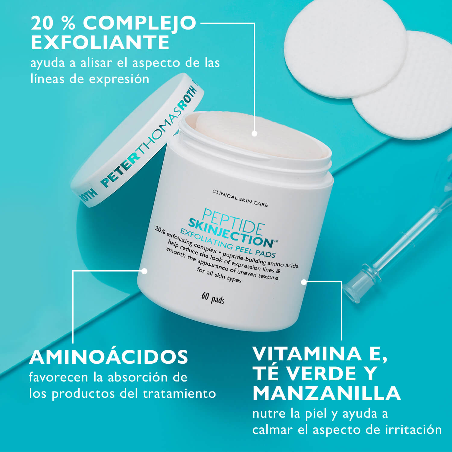 PEPTIDE SKINJECTION™ EXFOLIATING PEEL PADS (ALMOHADILLAS EXFOLIANTES)